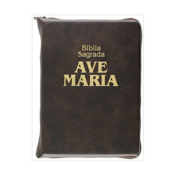 BIBLIA AVE MARIA - ZÍPER MARROM 