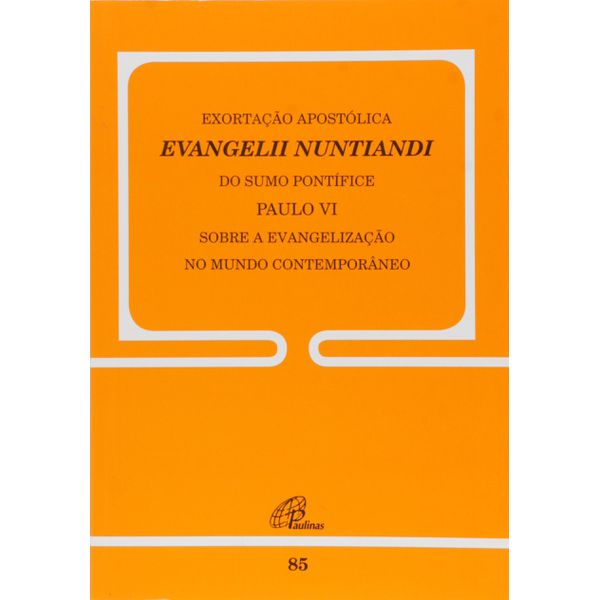 DOC 85 - EVANGELII NUNTIANDI- EXORTAÇÃO APOSTÓLICA SOBRE A EVANGELIZAÇÃO NO MUNDO CONTEMPORÂNEO