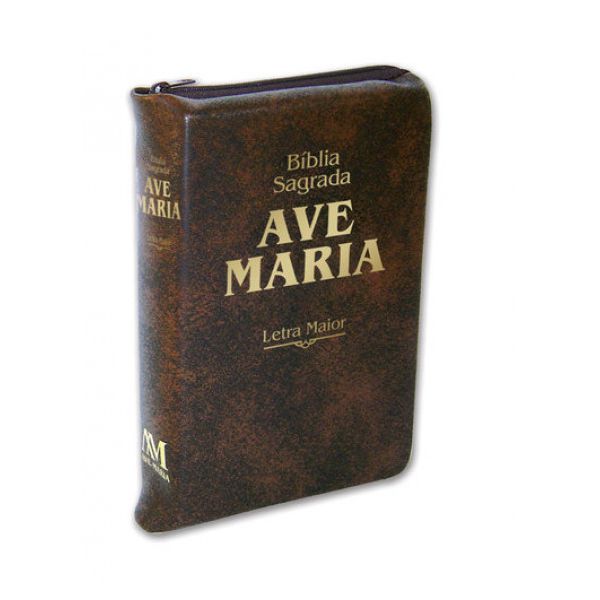 BIBLIA AVE MARIA LETRA MAIOR ZÍPER MARROM