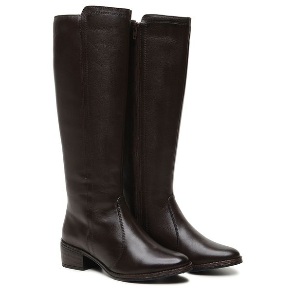 Bota Montaria Feminina de Couro Café Aurora