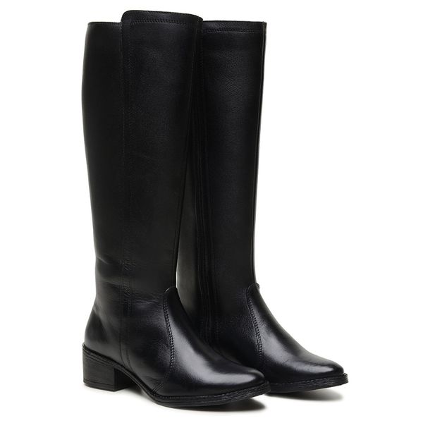 Bota Montaria Feminina de Couro Preto Aurora