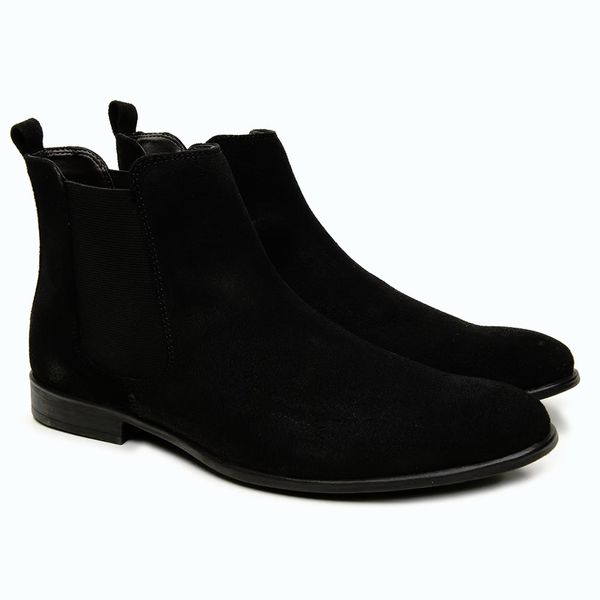 Bota Masculina de Camurça Chelsea Preto 