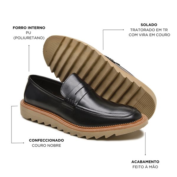 Sapato Casual Masculino em Couro Preto 028 BERGANNO