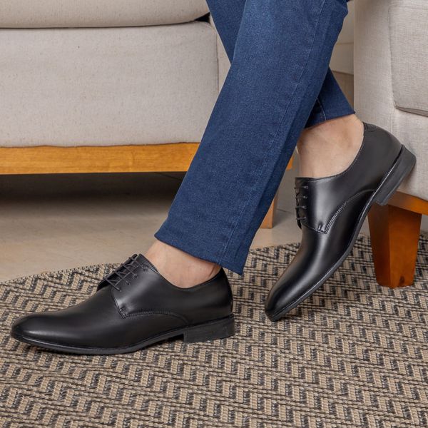 Sapato Social Masculino em Couro Preto 015 BERGANNO