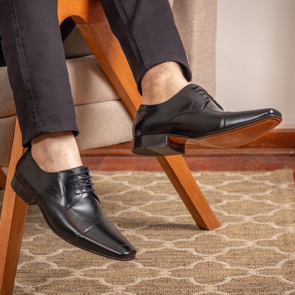 Sapato Social Masculino em Couro Preto 026 BERGANNO