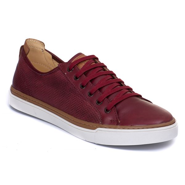 T nis Casual Masculino Caramelo em Couro Texturizado Forrado