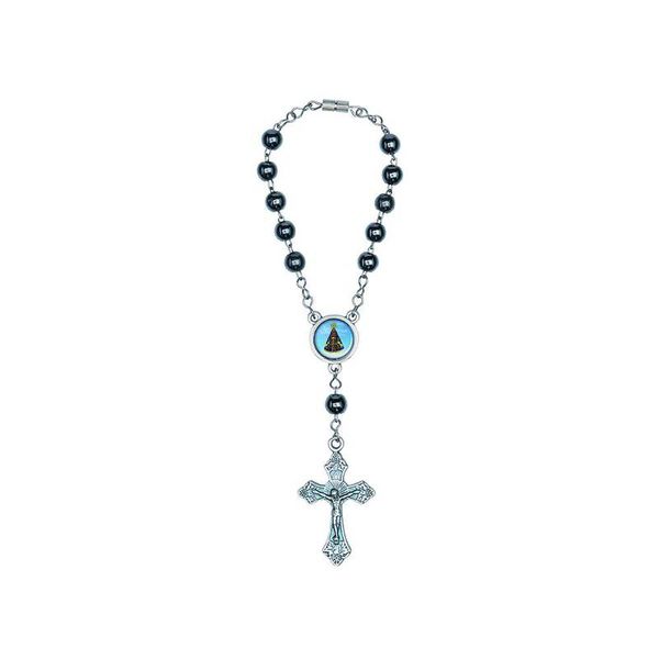 Dezena Hematita 6mm Inox- Nossa Senhora Aparecida e São Cristóvão