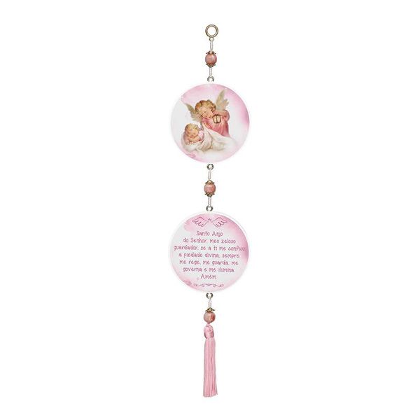 Adorno de Porta Anjo da Guarda Rosa- Oração 