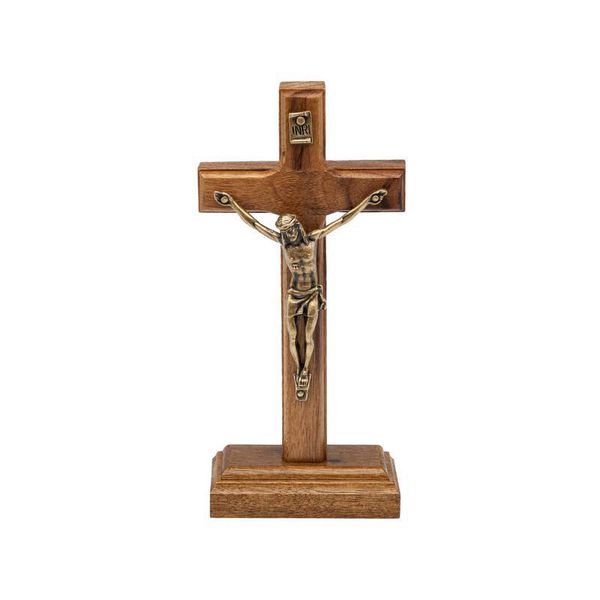 Crucifixo madeira de mesa 12cm- 