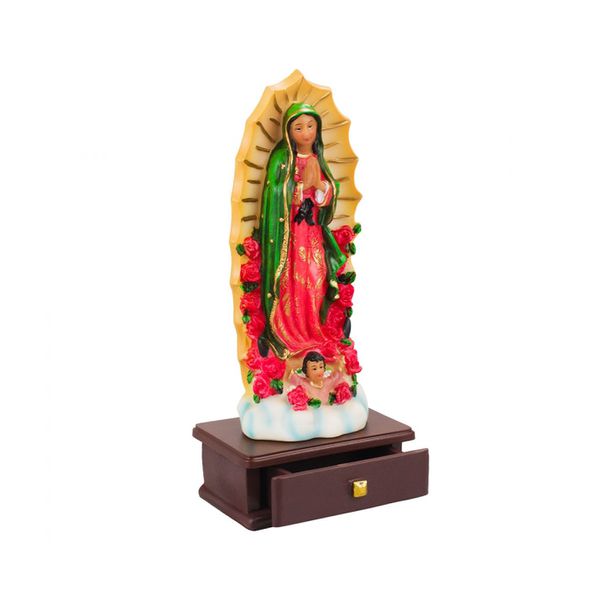 Imagem em Resina Nossa Senhora de Guadalupe 23 cm com gaveta