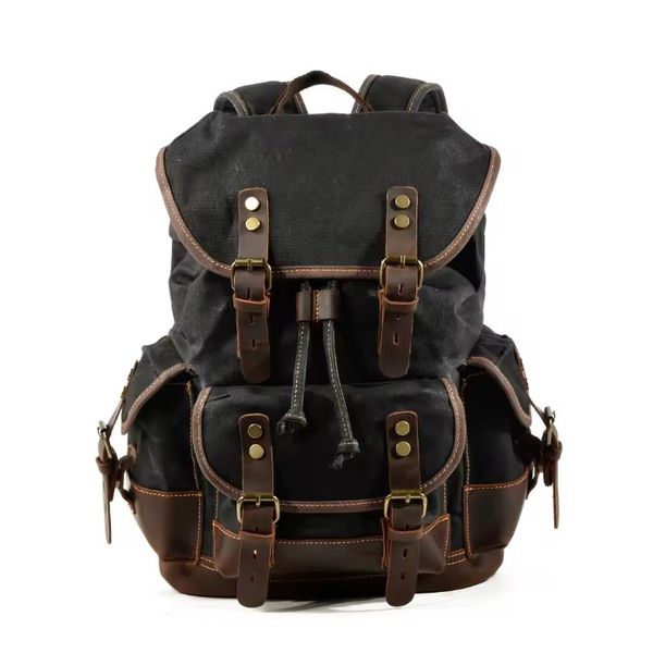 Mochila Lona e Couro