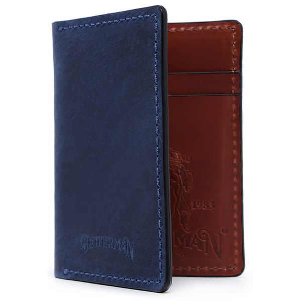 Carteira De Couro Slim - Blue/Havana