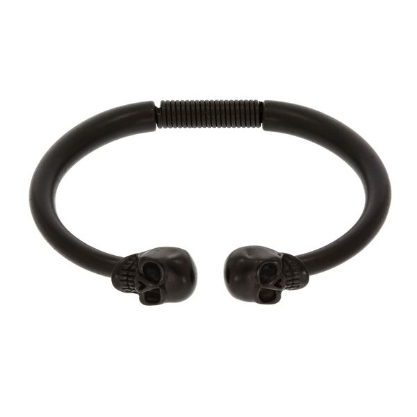 Pulseira Skull De Metal Preto Fosco