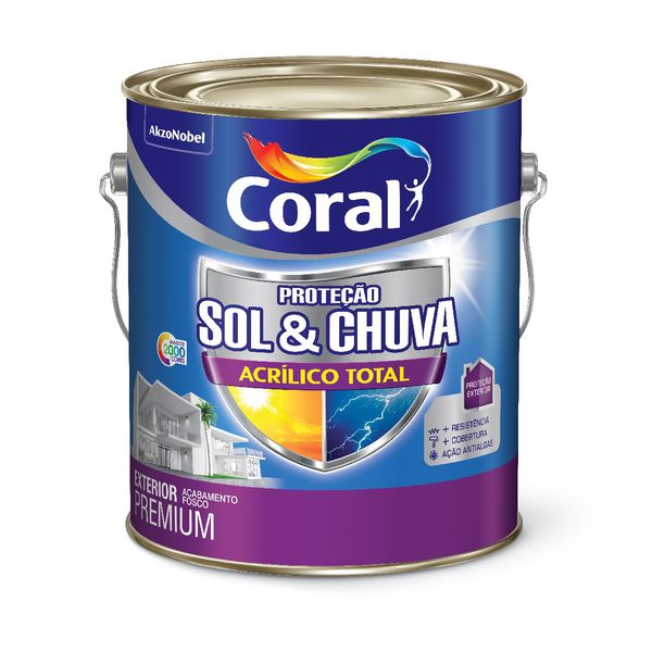 CORAL PROTECAO SOL & CHUVA ACRILICO TOTAL BRANCO 3,6L