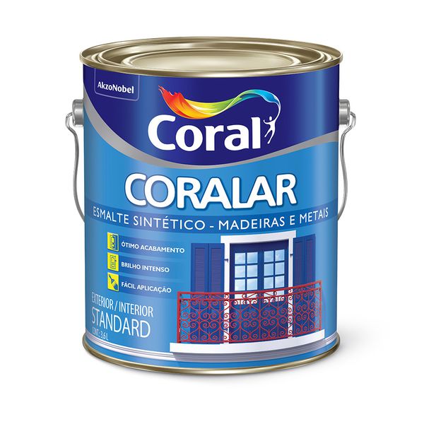 CORAL CORALAR ESMALTE CINZA MÉDIO BRILHANTE 3,6L