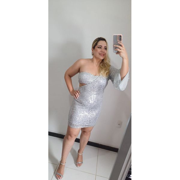 VESTIDO PAETÊ COM TOP PRATA