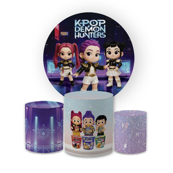 Kit Capas Painel + Trio Cilindros Tema Guerreiras Do K-Pop/ KPT-IS.3918