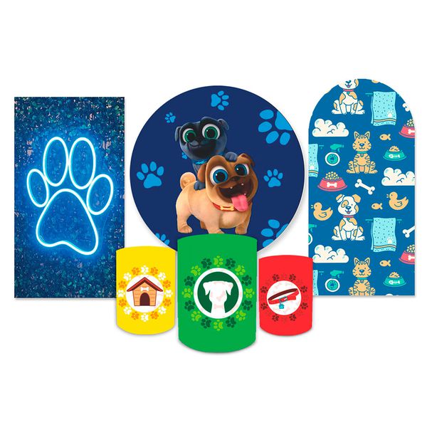 Kit Casadinho + Painel Romano Tema Cachorro Azul
