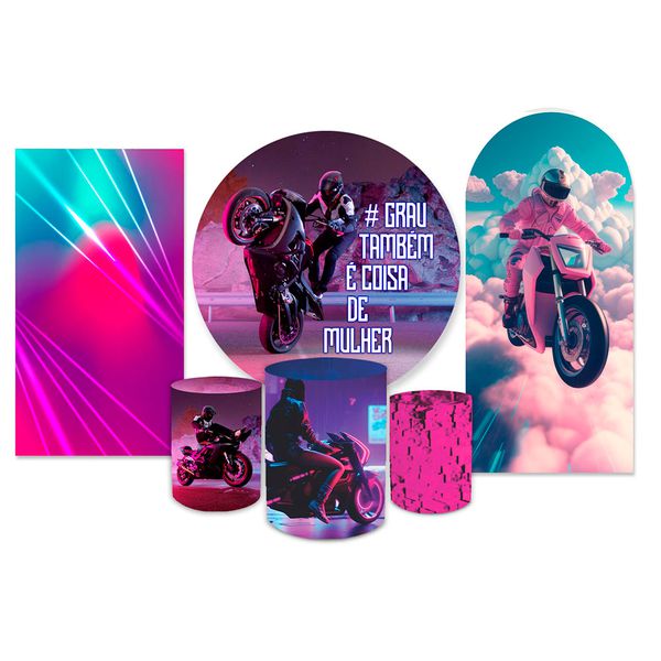 Kit Casadinho + Painel Romano Tema Grau Rosa
