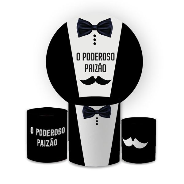 Kit Capa Painel Redondo + Trio Cilindros Decoração Festa Dia dos Pais 