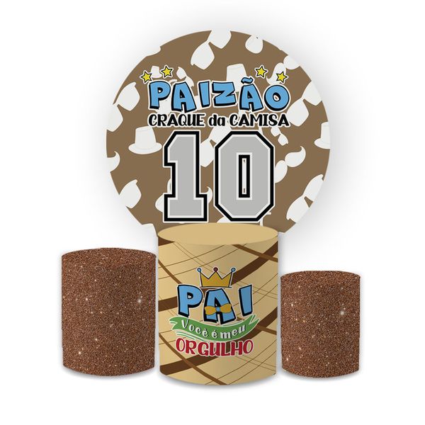 Kit Capa Painel Redondo + Trio Cilindros Decoração Festa Dia dos Pais 