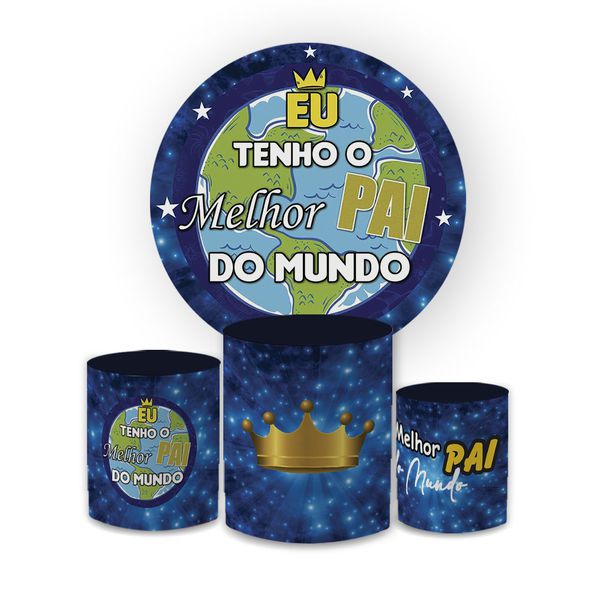 Kit Capa Painel Redondo + Trio Cilindros Decoração Festa Dia dos Pais 