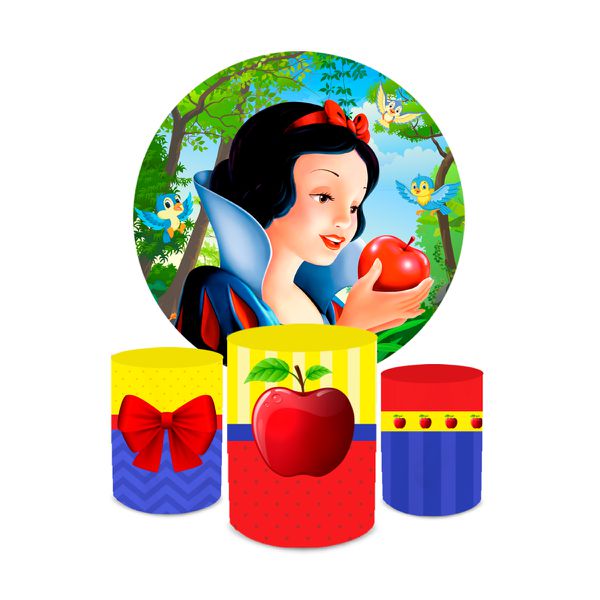 Kit Capa Painel + Trio Cilindros Princesa Branca De Neve Maçã