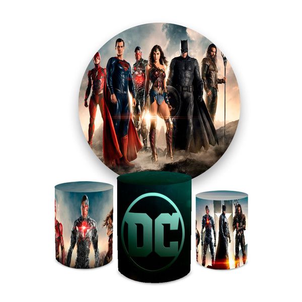 Kit Capa Painel + Trio Cilindros Liga Da Justiça Personagens