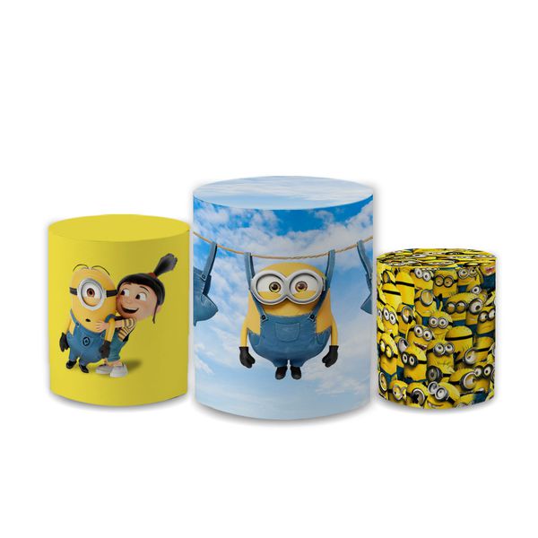 Kit 3 Capas Cilindros Tema Meu Malvado Favorito Personagens Minions Festa Infantil