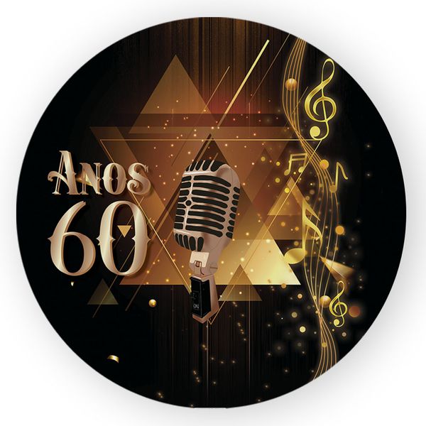 Capa Painel Redondo Decorativo Tema Anos 80 Retrô Discoteca Decoração Festa
