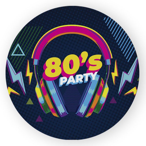 Capa Painel Redondo Decorativo Tema Anos 80 Retrô Discoteca Decoração Festa