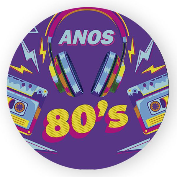 Capa Painel Redondo Decorativo Tema Anos 80 Retrô Discoteca Decoração Festa