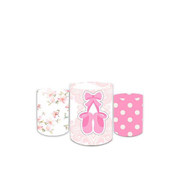 Trio Capas de Cilindros Sublimados Decorativo Tema Bailarina Decoração Infantil Menina