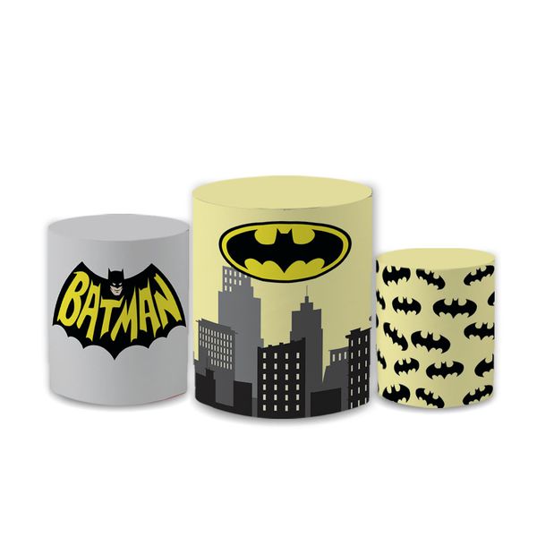 Trio Capas de Cilindros Sublimados Decorativo Tema Infantil Herói Menino Batman Decoração Liga das Justiça