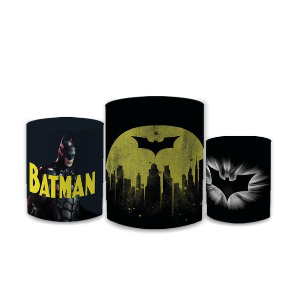 Trio Capas de Cilindros Sublimados Decorativo Tema Infantil Herói Menino Batman Decoração Liga das Justiça
