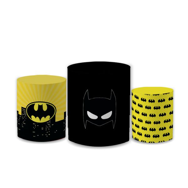 Trio Capas de Cilindros Sublimados Decorativo Tema Infantil Herói Menino Batman Decoração Liga das Justiça