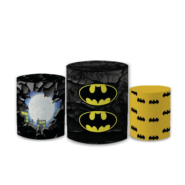 Trio Capas de Cilindros Sublimados Decorativo Tema Infantil Herói Menino Batman Decoração Liga das Justiça