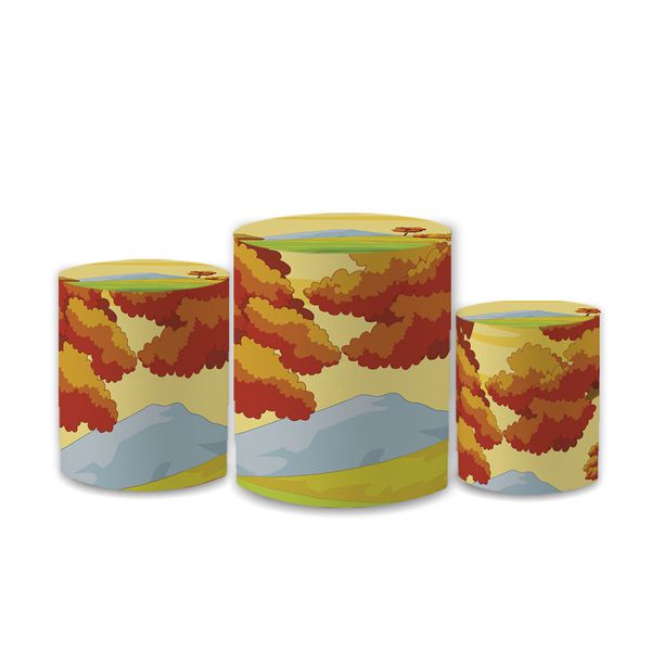Trio Capas de Cilindros Sublimados Decorativo Tema Infantil Bolofofos Decoração Festa Menino Menina Colorido