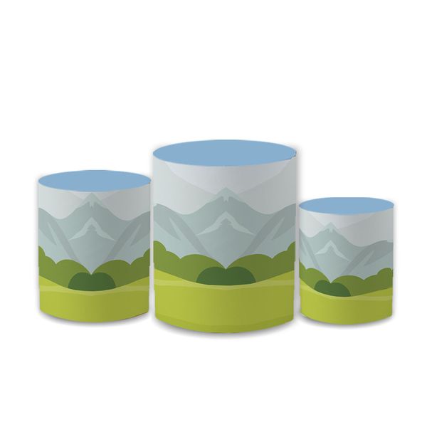 Trio Capas de Cilindros Sublimados Decorativo Tema Infantil Bolofofos Decoração Festa Menino Menina Colorido