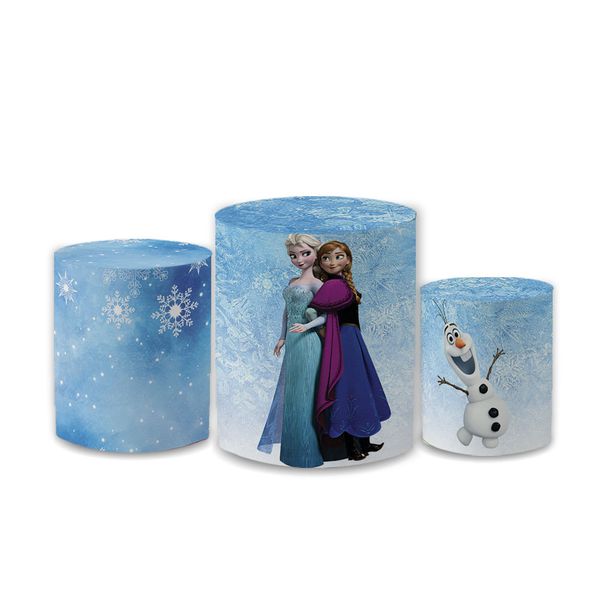 Trio Capas de Cilindros Sublimados Decorativo Tema Frozen Elsa Filme Infantil Decoração Festa