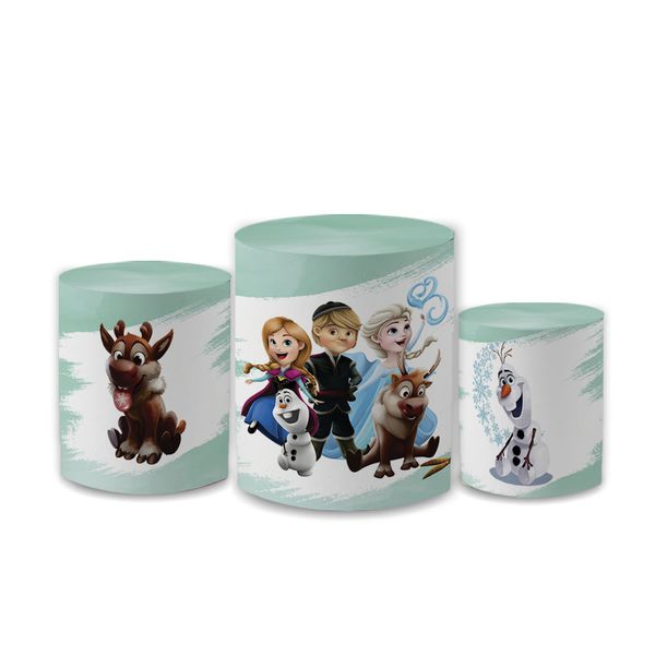 Trio Capas de Cilindros Sublimados Decorativo Tema Frozen Elsa Filme Infantil Decoração Festa