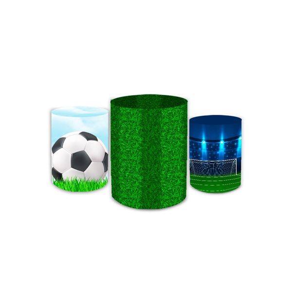 Trio Capas de Cilindros Sublimados Decorativo Tema Futebol Menino Decoração