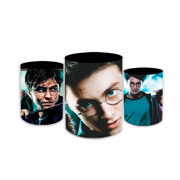 Trio Capas de Cilindros Sublimados Decorativo Tema Harry Potter Hogwarts Decoração Festa