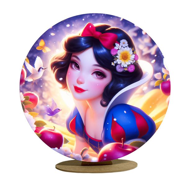 Capa Mini Painel Redondo 50x50cm Decorativo Tema Branca de Neve Princesa Decoração Festa Menina