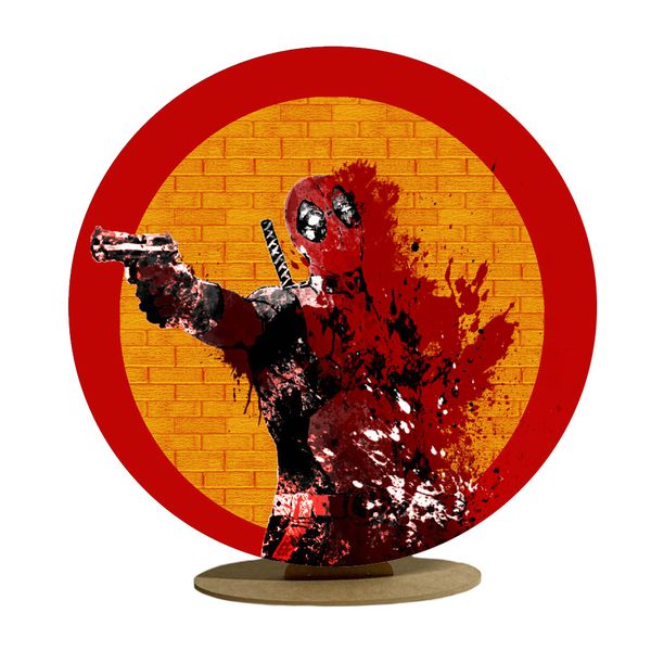 Capa Mini Painel Redondo 50x50cm Decorativo Tema Deadpool Anti Herói Decoração Festa Infantil