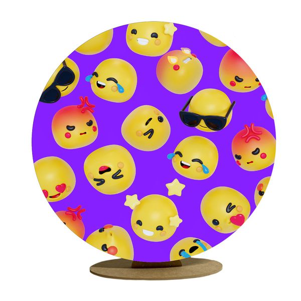 Capa Mini Painel Redondo 50x50cm Decorativo Tema Emoji Decoração Festa