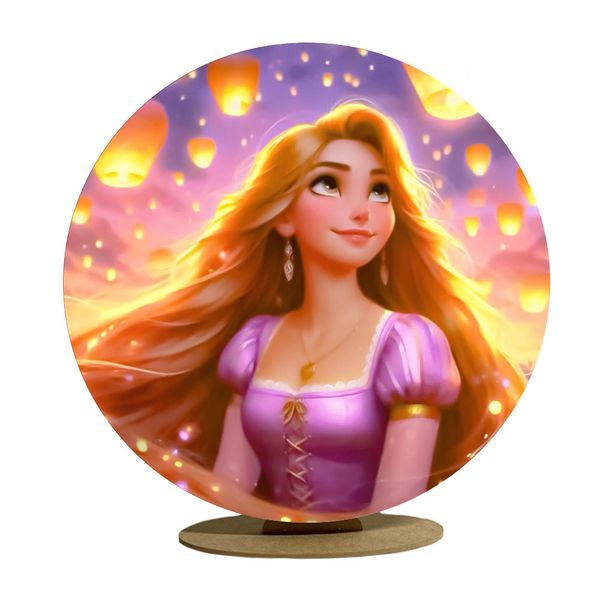Capa Mini Painel Redondo 50x50cm Decorativo Tema Enrolados Rapunzel Decoração Festa Menina