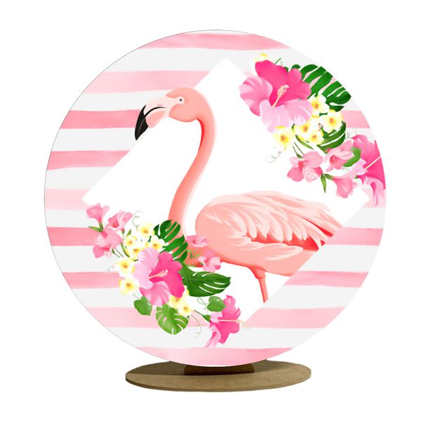 Capa Mini Painel Redondo 50x50cm Decorativo Tema Flamingo Decoração Festa