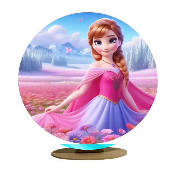 Capa Mini Painel Redondo 50x50cm Decorativo Tema Frozen Decoração Festa Menina