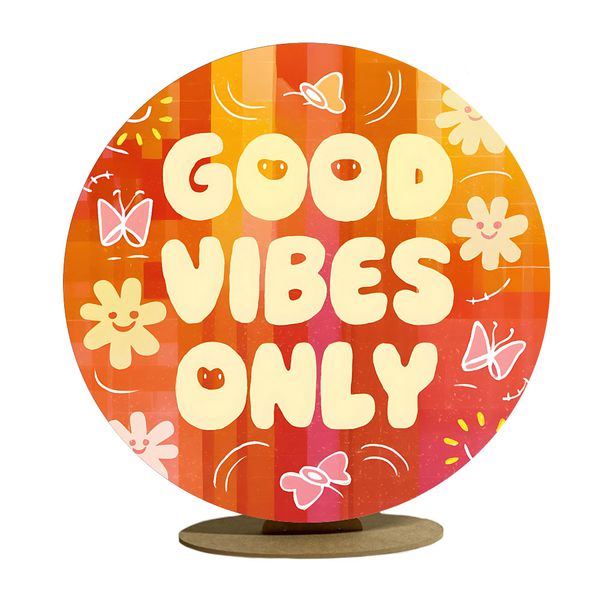 Capa Mini Painel Redondo 50x50cm Decorativo Tema Good Vibes Decoração Festa